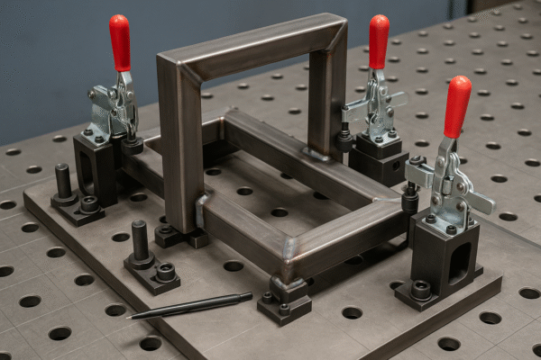 Design and build of precision welding fixtures using the 3-2-1 locating principle