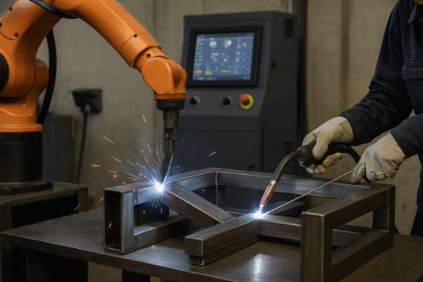 Robotic MIG/MAG and manual TIG welding with monitored parameters and clean beads