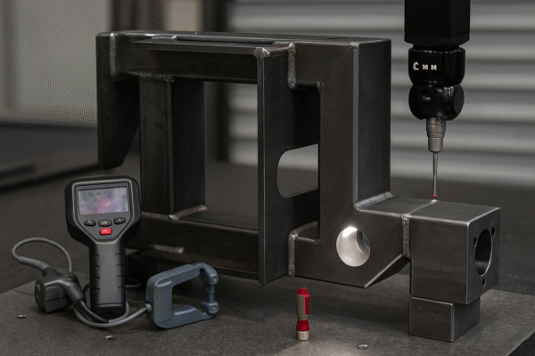 Weld quality inspection using VT, MT/PT/UT and dimensional verification on CMM