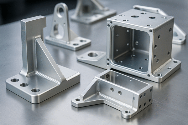 Precision-welded aerospace support brackets and housings.
